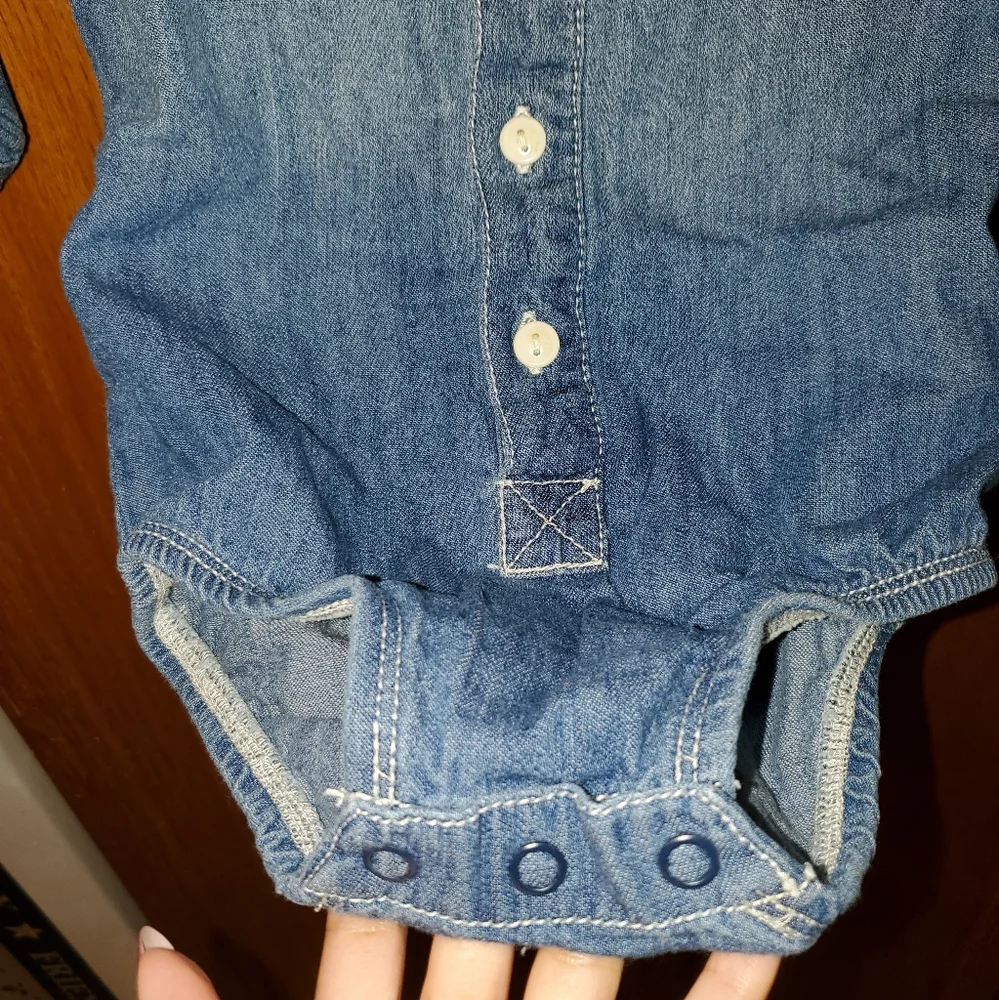 5 for $25 | OshKosh B'gosh Denim Chambray Button Up Long Sleeve Bodysuit